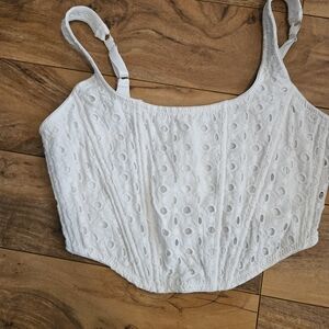 Cream Camisole Crop Top with Bustier Style